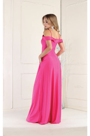 May Queen MQ1988 Cold Shoulder A-line long Dress - Dress