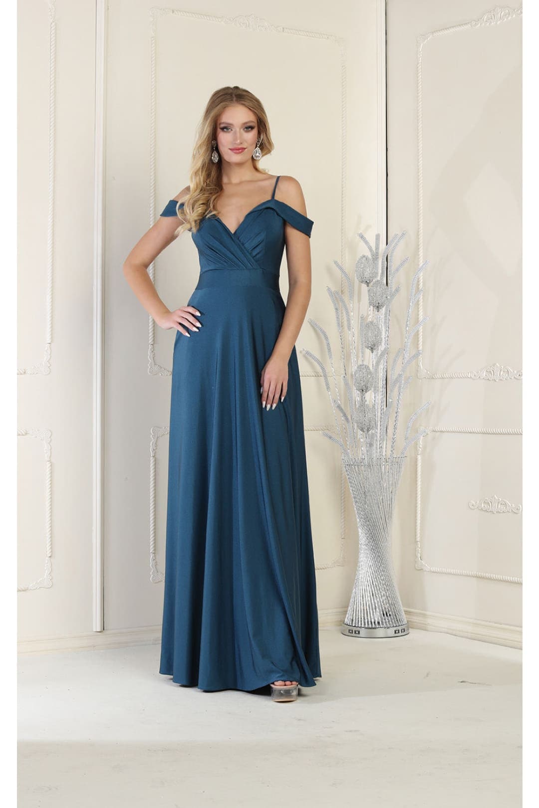 May Queen MQ1988 Cold Shoulder A-line long Dress - Dress