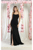 May Queen MQ1991 Sweep Train Bridesmaids Dress - BLACK / 2 - Dress