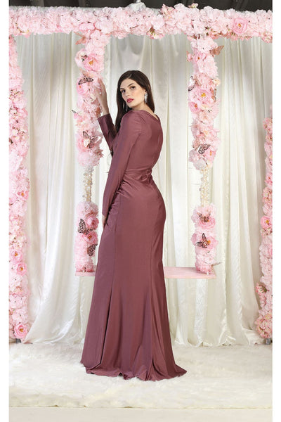 May Queen MQ1993 Long Sleeve Simple Evening Gown