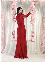 May Queen MQ1993 Simple Long Sleeve Formal Solid Evening Gown