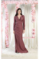 May Queen MQ1993 Long Sleeve Simple Evening Gown