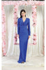 May Queen MQ1993 Long Sleeve Simple Evening Gown