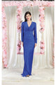 May Queen MQ1993 Long Sleeve Simple Evening Gown