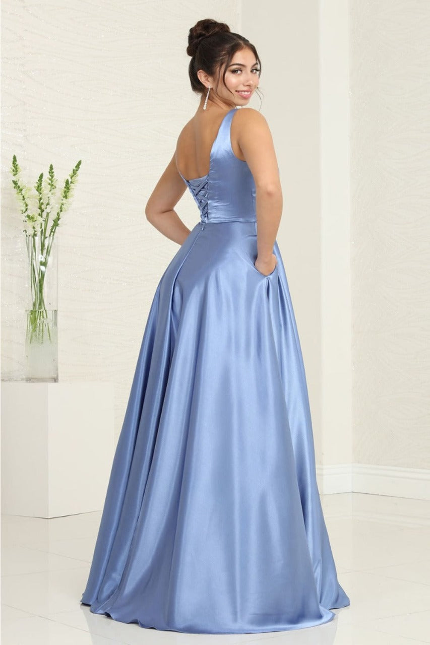 bridesmaid dresses silver blue Dusty in Satin and Plus Size Gowns by MQ1994 creating a visually intriguing Size:46 Short Jacket+40 Waist Adjust 36to42)(Height: 5 4 to5 7 )(Neck 17-18.5:XL chocolate mini dress Enfocus Studio Black High