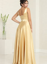 Gold Bridesmaid Dresses in Satin and Plus Size Gowns by MQ1994