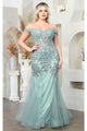 May Queen MQ1995 Embroidered Mermaird Corset Bone Plus Size Gown - SAGE / 2 - Dress
