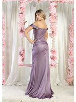 May Queen MQ1998 Corset Bone Ruched Bridesmaids Off Shoulder Dress