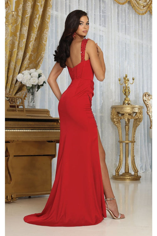 BLACK May Queen MQ2001 Sweep Train Corset Bone High Slit