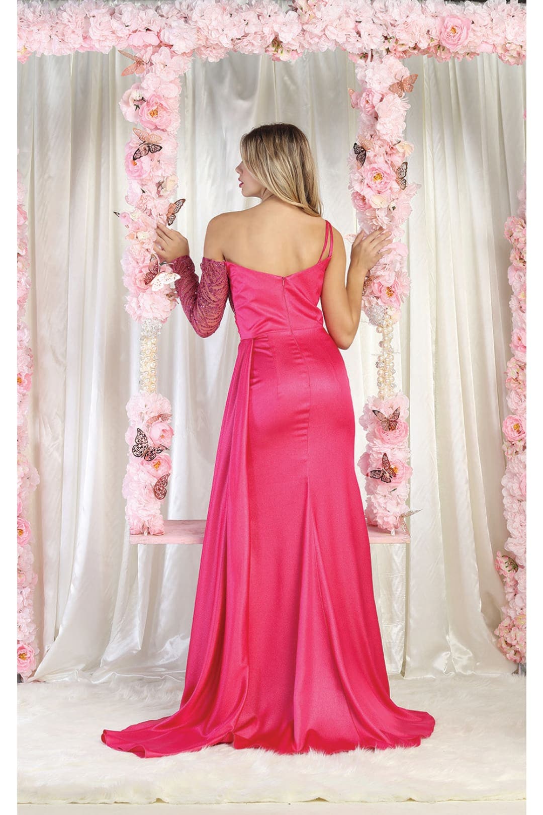 May Queen MQ2003 One Shoulder Embellished Prom Gown - Dress