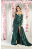 May Queen MQ2003 One Shoulder Embellished Prom Gown - HUNTER GREEN / 4 - Dress