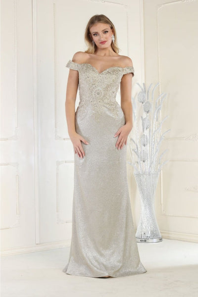 May Queen MQ2005 Sweetheart Rhinestone Embellished Long Formal Gown - GOLD / 4 - Dress