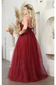May Queen MQ2011 Spaghetti Strap Floral Embellished Glitter Tulle Gown - Dress
