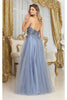 May Queen MQ2011 Spaghetti Strap Floral Embellished Glitter Tulle Gown - Dress