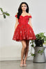 May Queen MQ2012 Off - Shoulder 3D Butterfly Applique Homecoming Dress - RED / 4