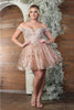 May Queen MQ2012 Off - Shoulder 3D Butterfly Applique Homecoming Dress - ROSE GOLD / 4