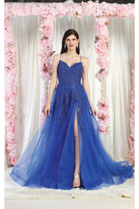 May Queen MQ2013 Corset Back Formal Gown - ROYAL BLUE / 2 - Dress