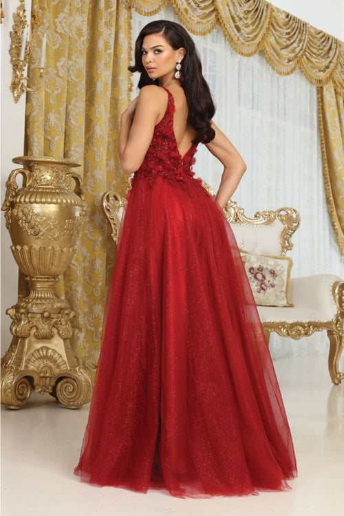 May Queen MQ2015 Sleeveless 3D Floral Embellished Tulle Gown - Dress