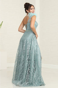 May Queen MQ2024 Asymmetrical Embellished Gala Gown - Dress