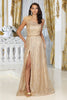 May Queen MQ2024 Asymmetrical Embellished Gala Gown - GOLD / 4 - Dress