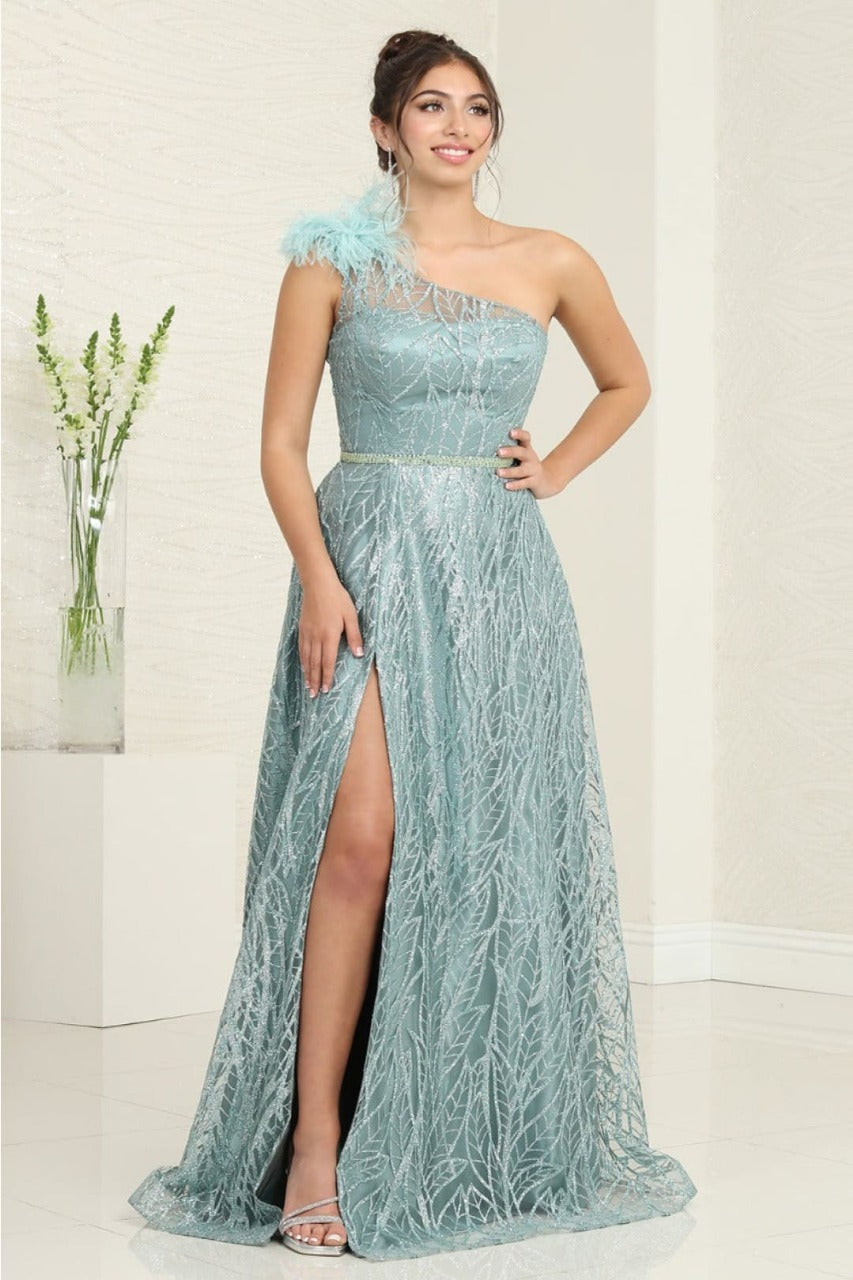 May Queen MQ2024 Asymmetrical Embellished Gala Gown - SAGE / 4 - Dress