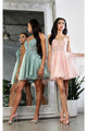 May Queen MQ2025 Lace Appliqued Spaghetti Strap Glitter Hoco Dress - Dress