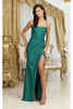 May Queen MQ2026 Strappy Corset Bone Slit Prom Long Sexy Formal Gown - HUNTER GREEN / 2 - Dress