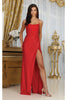 May Queen MQ2026 Strappy Corset Bone Slit Prom Long Sexy Formal Gown - RED / 2 - Dress
