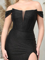 Black Bridesmaid Dresses-Inexpensive May Queen MQ2027 Glitter Illusion