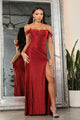 May Queen MQ2027 Glitter Illusion Ruched Back Red Carpet Dress - BURGUNDY / 4 - Dress