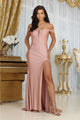 May Queen MQ2027 Glitter Illusion Ruched Back Red Carpet Dress - ROSE GOLD / 4 - Dress