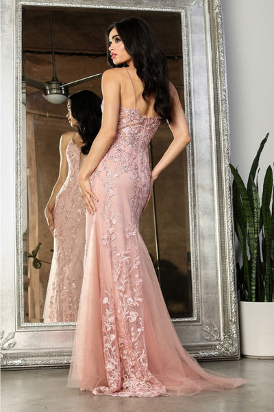 May Queen MQ2030 Sleeveless Sheer V-Neck Prom Dress - Dress