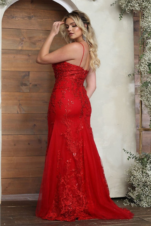 May Queen MQ2030 Sleeveless Sheer V-Neck Prom Dress - Dress