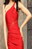 May Queen MQ2031 One Shoulder Glitter Beaded Long Red Carpet Dress - Dress