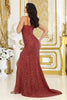 May Queen MQ2035 Spaghetti Strap Side Slit Sequin Gala Gown - Dress