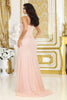 May Queen MQ2035 Spaghetti Strap Side Slit Sequin Gala Gown - Dress