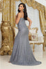 May Queen MQ2035 Spaghetti Strap Side Slit Sequin Gala Gown - Dress