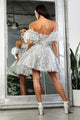 May Queen MQ2036 Sheer 3D Floral Glitter Cocktail Short Dress - Dress