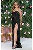 May Queen MQ2037 Cold Shoulder Glitter Corset Special Occasion Gown - BLACK / 2 - Dress