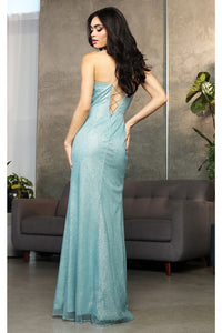 May Queen MQ2037 Cold Shoulder Glitter Corset Special Occasion Gown - Dress