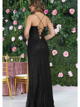 May Queen MQ2037 Spaghetti Straps Glitter Corset Special Occasion Gown