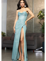 May Queen MQ2037 Spaghetti Straps Glitter Corset Special Occasion Gown