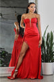 May Queen MQ2039 Sweetheart High Slit Pageant Long Gown - RED / 2 - Dress