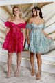 May Queen MQ2040 Corset Bodice 3D Flower Sweetheart Party Dress - Dress