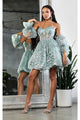 May Queen MQ2041 Detachable Sleeves Sweetheart Glitter Cocktail Dress - SAGE / 2 - Dress