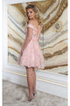 May Queen MQ2042 Floral A- line Off Shoulder Bridesmaids Short Dress - Dress