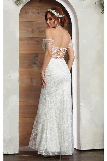 May Queen MQ2044B Sweetheart Ivory Lace up Back Wedding Long Gown - Dress