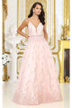 May Queen MQ2045 Blush Sleeveless Floral Corset Back Pageant Gown - Dress