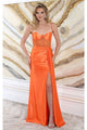 May Queen MQ2052 Spaghetti Straps Sheer Bodice High Sloit Porm Dress - Dress