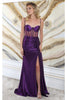 May Queen MQ2052 Spaghetti Straps Sheer Bodice High Sloit Porm Dress - Dress